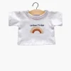 T-shirt blanc pour poupée Gordis avec inscription United Tribe et arc-en-ciel multicolore