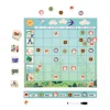Tableau d'organisation familiale Janod coloré, avec magnets animaux et pictogrammes activités.
