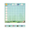 Tableau d'organisation familiale Janod bleu ciel, cases à remplir et bandeau animaux colorés