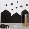 Trois tableaux magnétiques noirs en forme de maisons avec étoiles murales noires