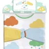 Tablier Djeco enfant motifs nuages colorés, manches jaune et bleu clair, âge 3-6 ans