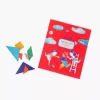 Boîte rouge tangram magnétique Moulin Roty avec pièces colorées géométriques bois