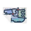 Tapis circuit voitures Moulin Roty avec routes, pont, arbres et bateaux colorés