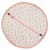 Tapis de jeu rond rose pâle avec petites fleurs noires et sangle réglable Moulin Roty