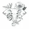 Tatouage éphémère Tête d'éléphant florale - Sioou