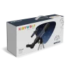 Boîte du télescope Kidytélescope Kidywolf bleu marine avec trépied argenté, logo coloré.