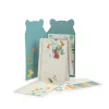 Toise carnet La forêt Mawa bleu vert avec illustrations d'animaux et fleurs jaunes