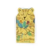 Toise carnet La forêt Mawa en forme d'ours jaune tenant des fleurs colorées.