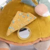 Tortue géante d'activités moutarde avec miroir rond et oreille tissu fleur bleue
