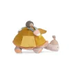 Tortue géante d'activités Trois petits lapins moutarde et beige avec poupée douce