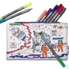 Trousse blanche à colorier thème espace avec astronaute, module lunaire et feutres colorés Eatsleepdoodle.
