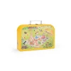 Valise métallique jaune avec illustration pique-nique animaux La grande famille Moulin Roty