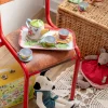Valise set de thé en métal La grande famille avec tasses et plateau colorés