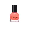 Flacon rond vernis enfant corail pailleté Rosajou avec bouchon noir.