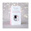 Vernis à ongles enfant Rosajou gris pailleté, emballage blanc et rose pâle