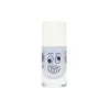 Vernis à ongles Merlin bleu pailleté, flacon en verre avec visage souriant cartoon