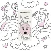 Vernis à ongles enfant Polly Rose transparent pailleté avec dessin licorne rose pâle.