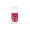 Vernis enfant Nailmatic Sissi rose pailleté, flacon transparent avec visage souriant, bouchon blanc.
