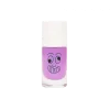 Flacon de vernis violet pailleté Nailmatic avec visage souriant noir, bouchon blanc.