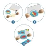 Support en bois clair avec miroir vertical, cartes colorées bleu et rouge pour jeu d'images Ze Mirror Images Djeco.