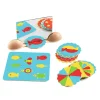 Jeu Ze Mirror Images Djeco avec miroir bois et cartes colorées motifs animaux et formes