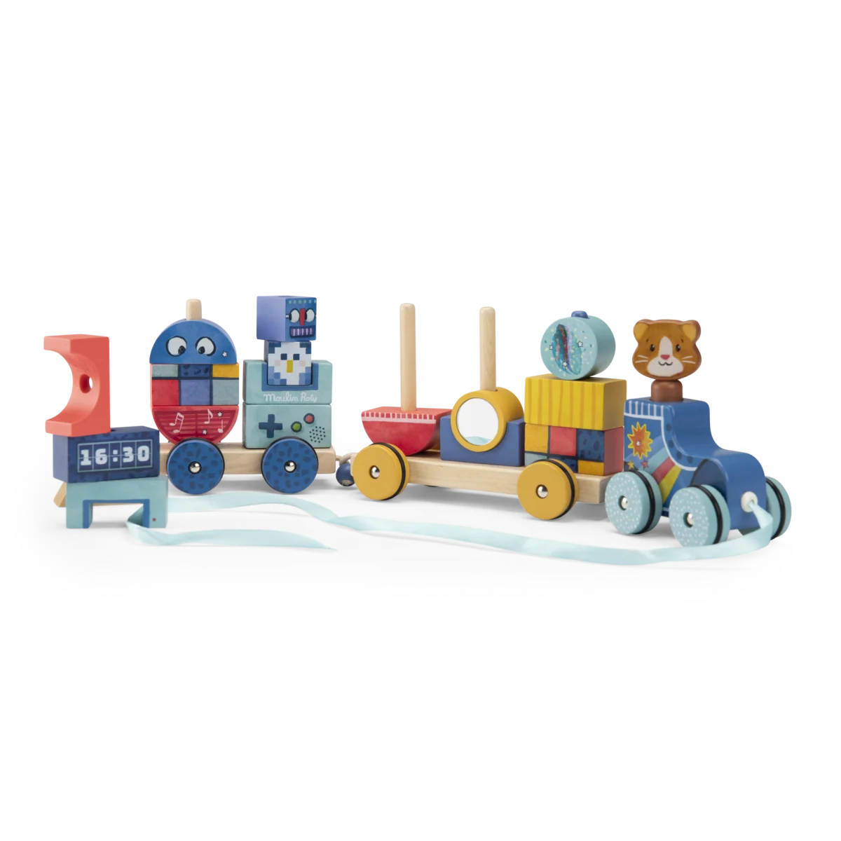 Train roller à tirer Puce et Pilou - Moulin Roty