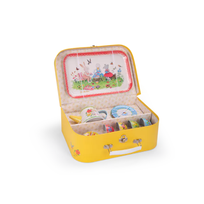 Valise set de thé en métal La grande famille - Moulin Roty