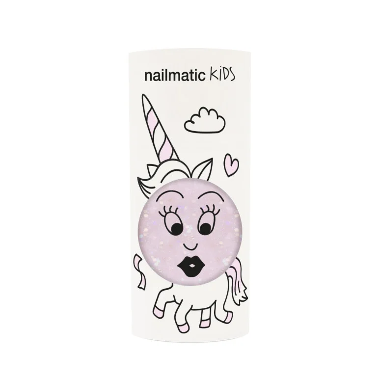 Vernis enfant à base d'eau Polly Rose transparent pailleté - Nailmatic