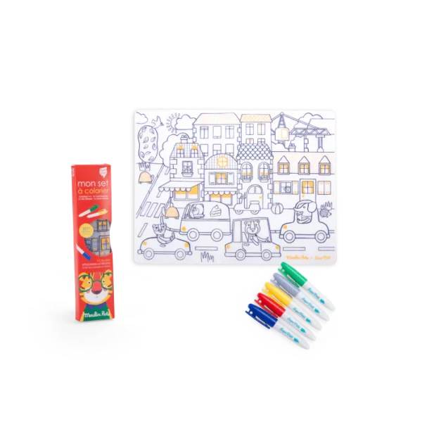 set en silicone à colorier + 5 feutres les popipop moulin roty