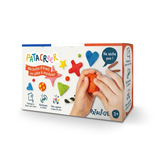 boite mon atelier d'éveil de 9 couleurs de pâte à modeler patacreer