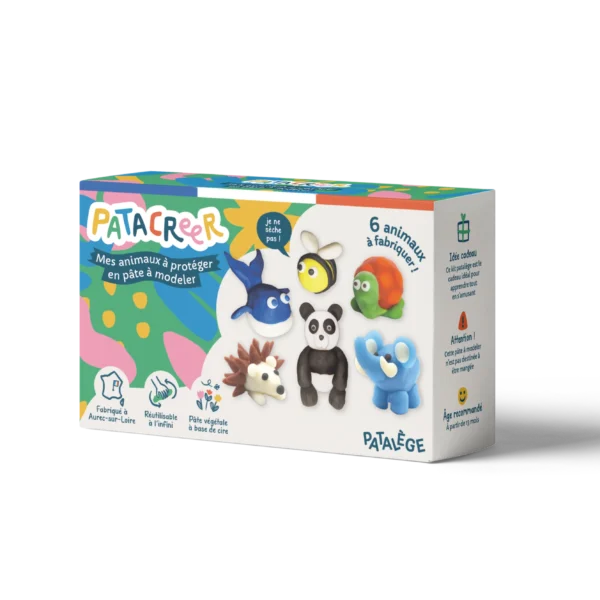 kit à fabriquer mes 6 animaux à protéger en pâte à modeler patacreer