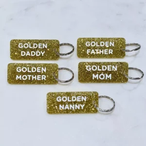 porte clés à paillettes golden mom plus de love