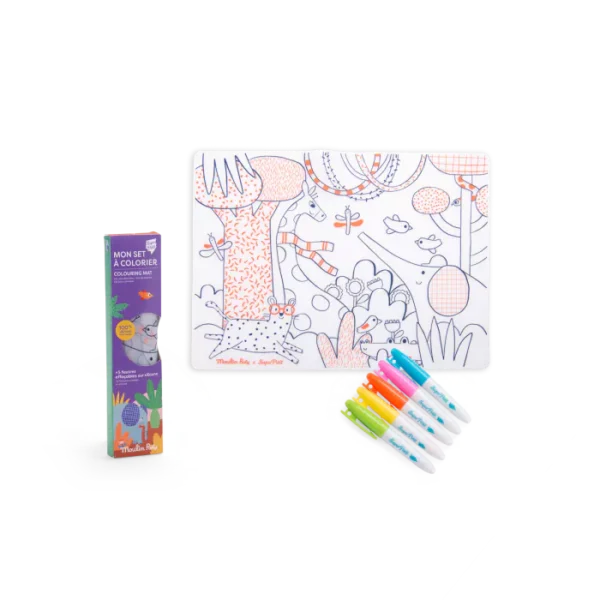 set en silicone à colorier + 5 feutres les toupitis moulin roty