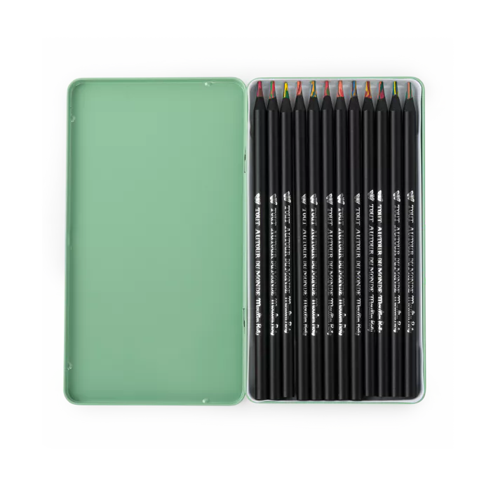 12 crayons de couleur multicolores tout autour du monde moulin roty