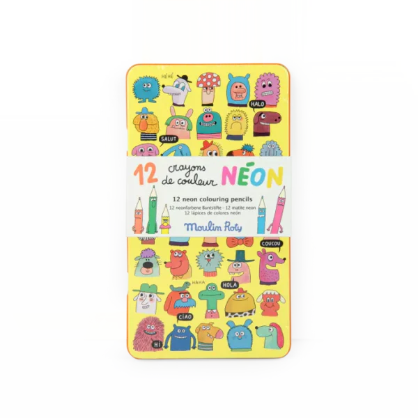 12 crayons de couleur néon les schmouks moulin roty