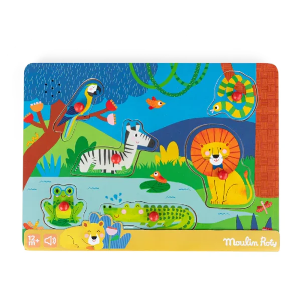 puzzle sonore animaux en bois les toupitis moulin roty